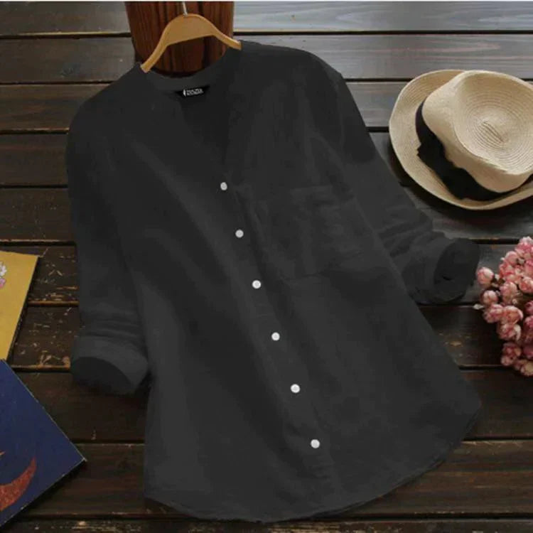 Dames Zomerse Luchtige Blouse | Knoopsluiting, Langemouw