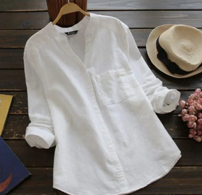 Dames Zomerse Luchtige Blouse | Knoopsluiting, Langemouw