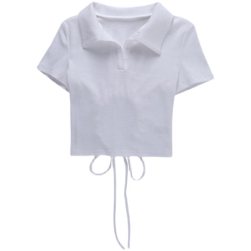 Dames Modieuze Zomer Poloshirt | Kort, Ribbelstructuur