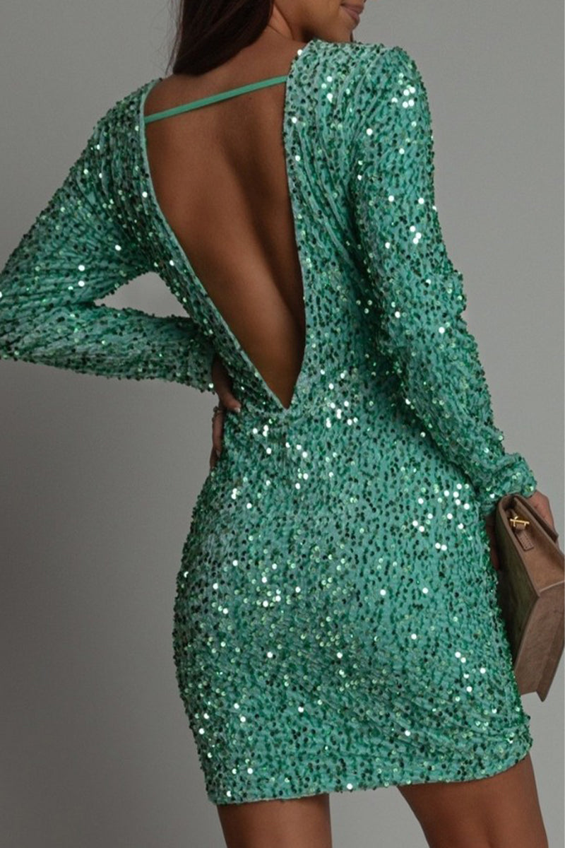 Dames Glitter Pailletten Cocktailjurk | Mini