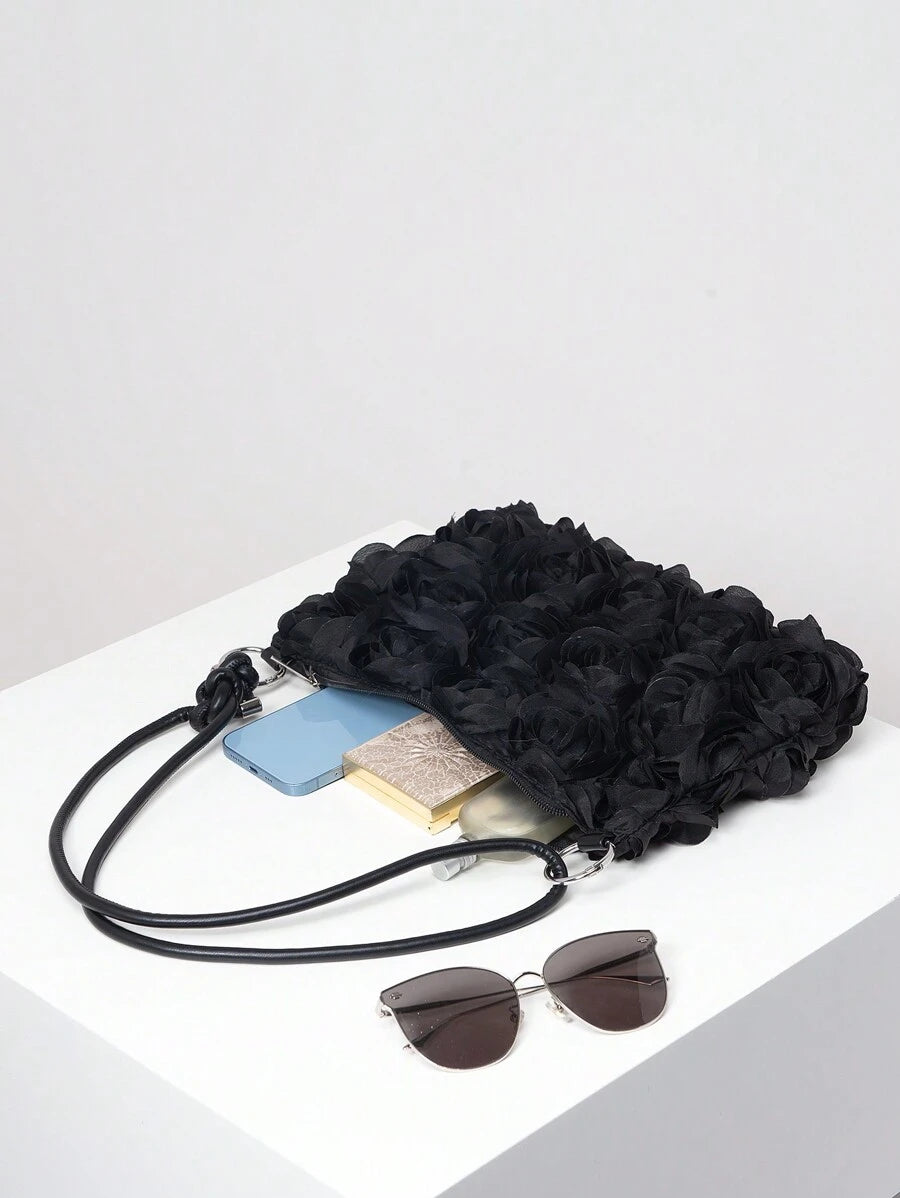 Borsa estiva bohemien da donna in paglia | Piccola, con design all'uncinetto