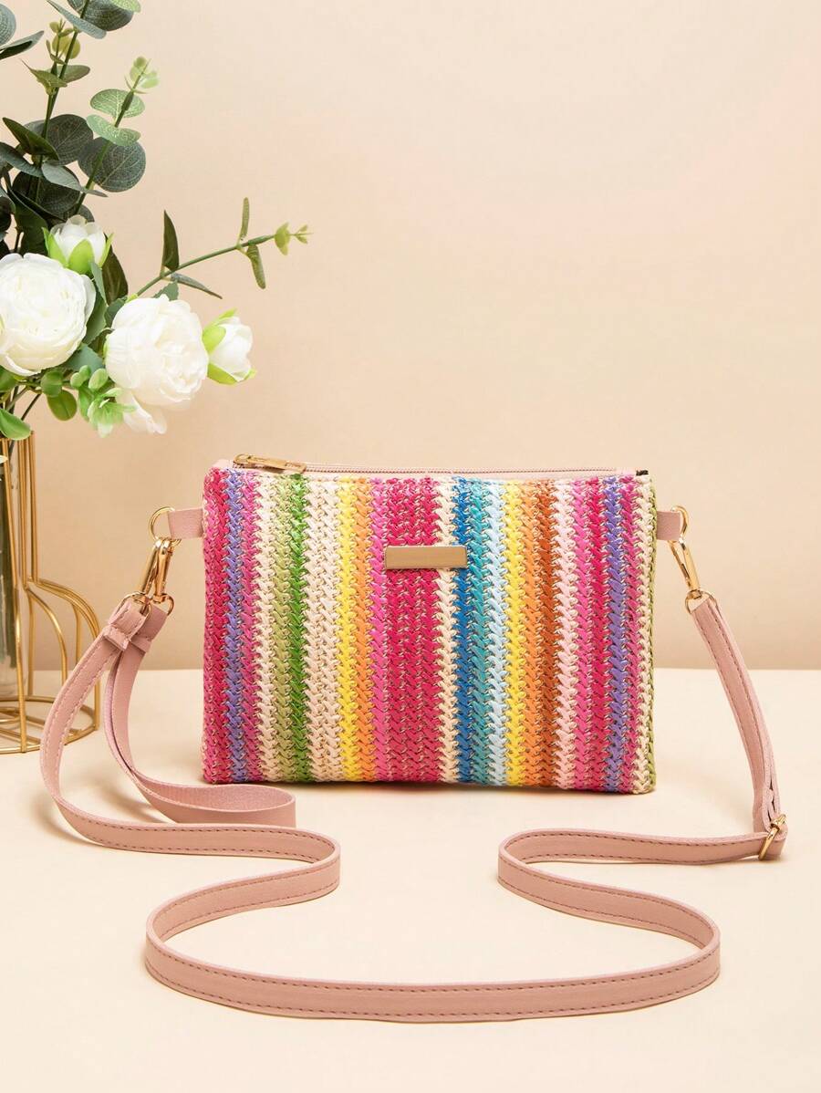 Dames Kleine Zomer Rieten Tas | Modern, Met Leren Schouderriem