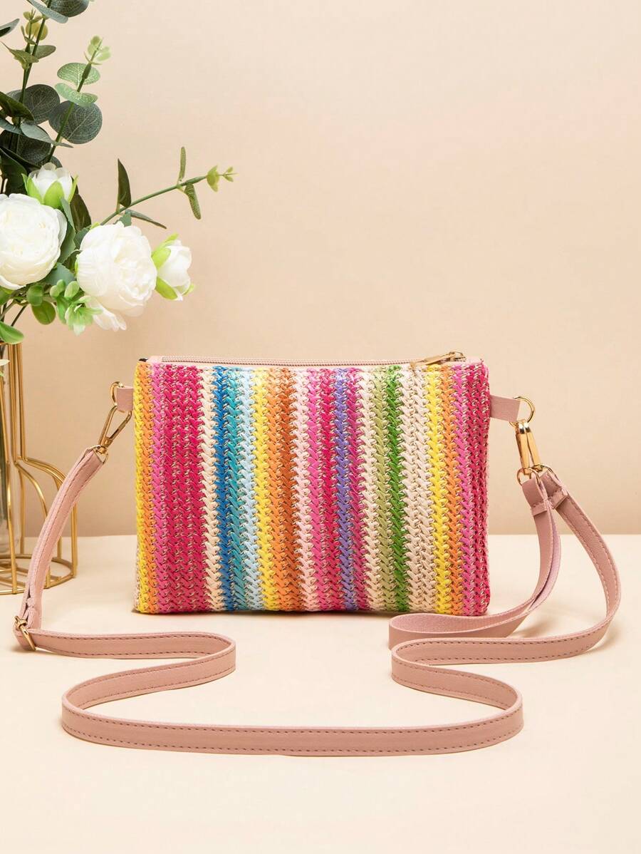 Dames Kleine Zomer Rieten Tas | Modern, Met Leren Schouderriem