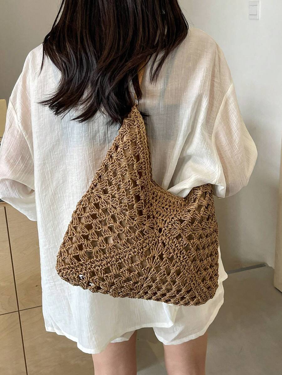 Dames Bohemian Zomer Rieten Tas | Groot, Gehaakt Design