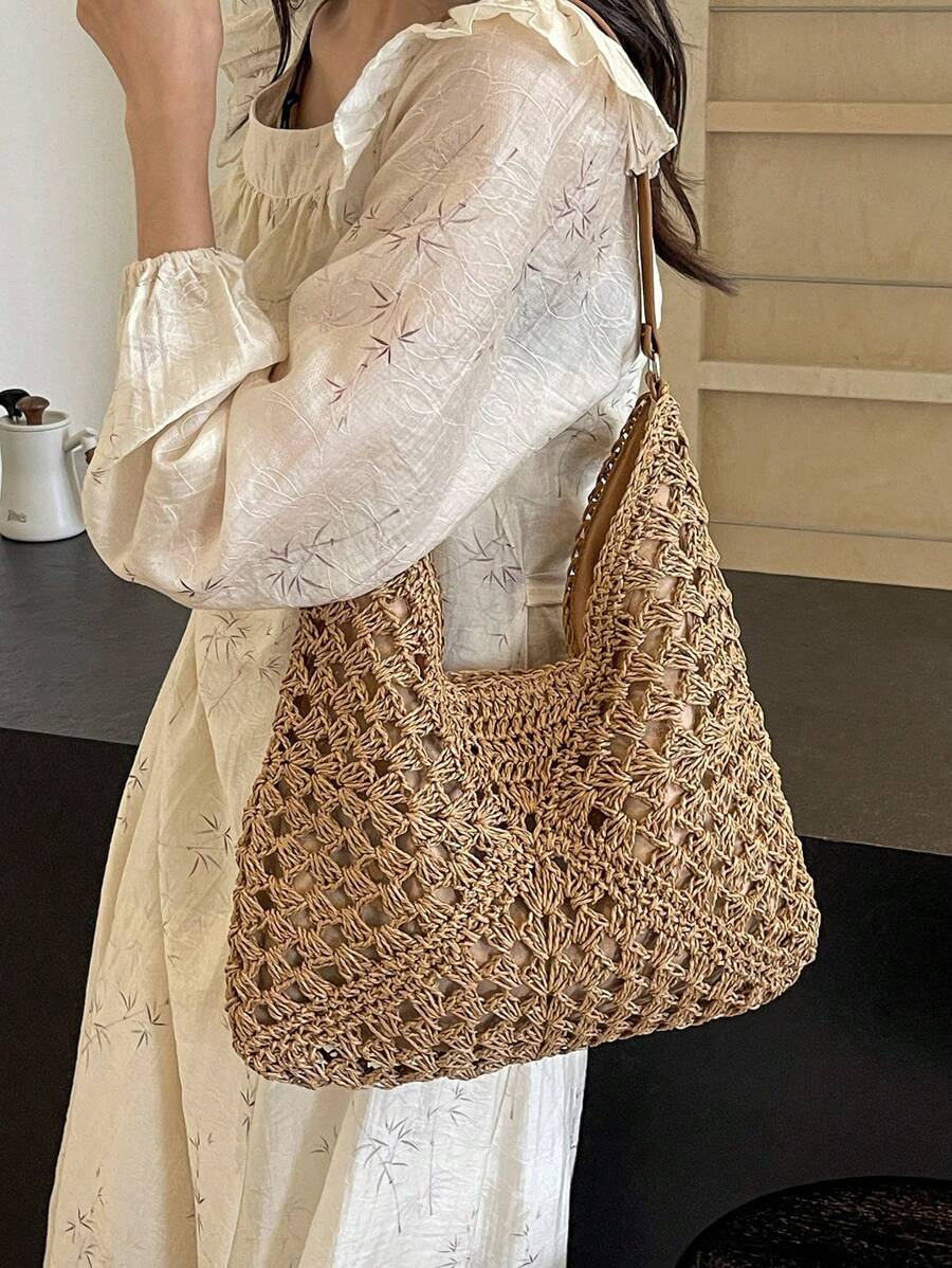 Dames Bohemian Zomer Rieten Tas | Groot, Gehaakt Design