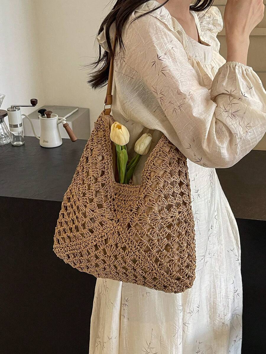 Dames Bohemian Zomer Rieten Tas | Groot, Gehaakt Design