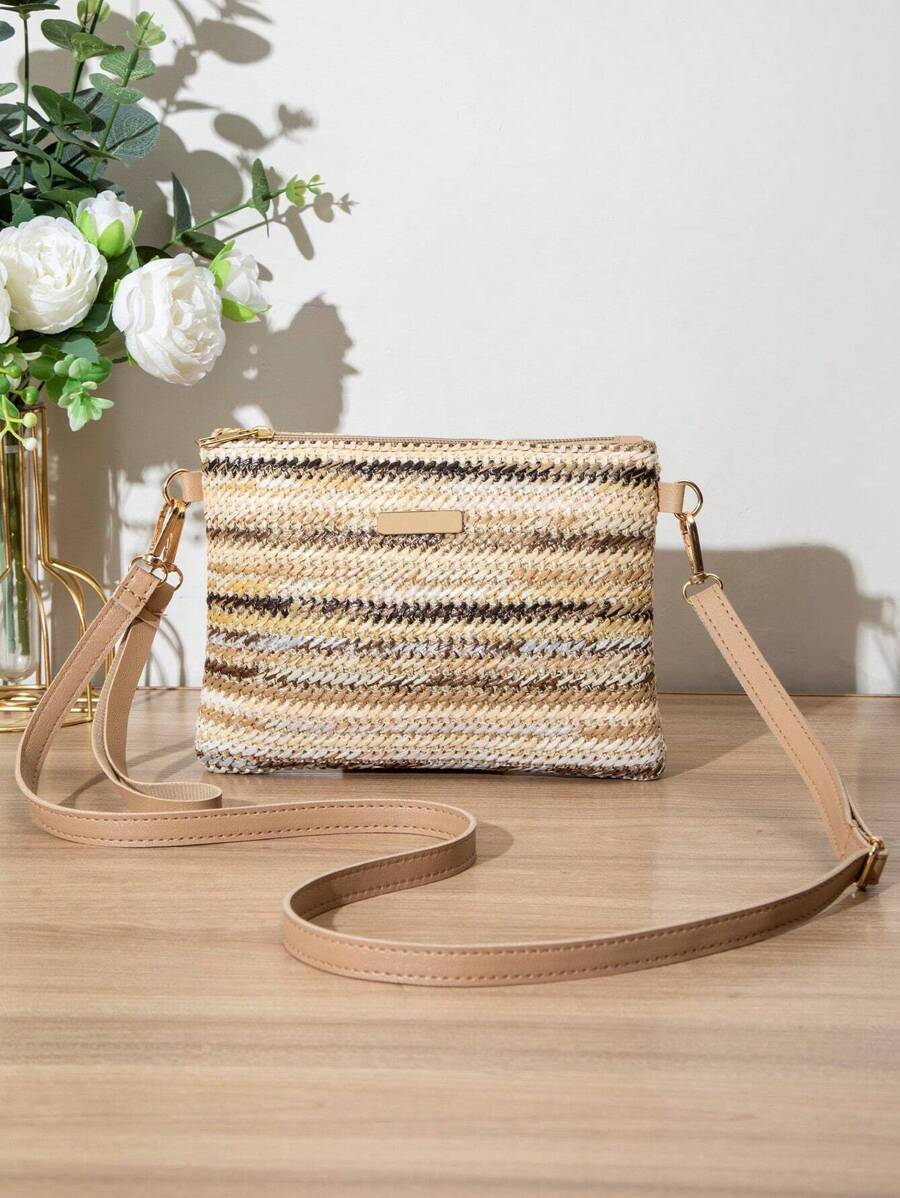 Dames Kleine Zomer Rieten Tas | Modern, Met Leren Schouderriem