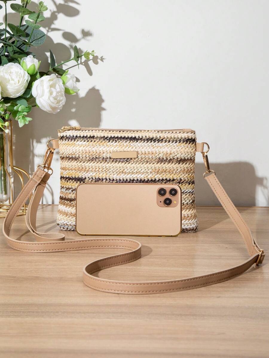 Dames Kleine Zomer Rieten Tas | Modern, Met Leren Schouderriem