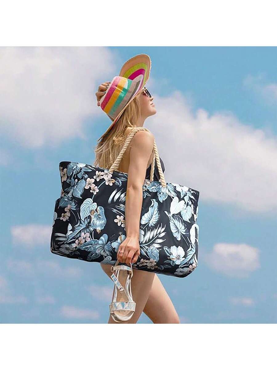 Dames Gestreepte Zomer Strandtas | Groot, Met Canvas