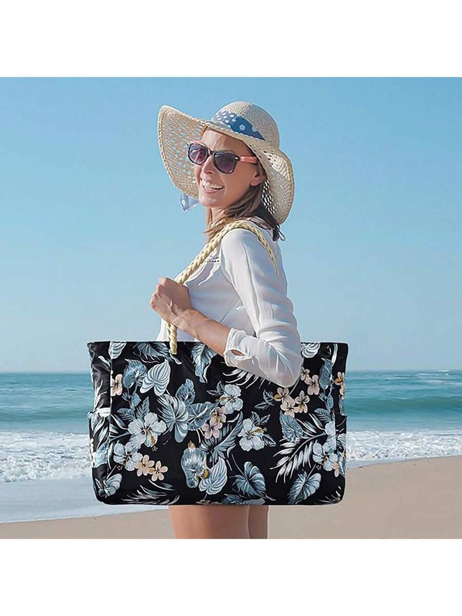 Dames Gestreepte Zomer Strandtas | Groot, Met Canvas