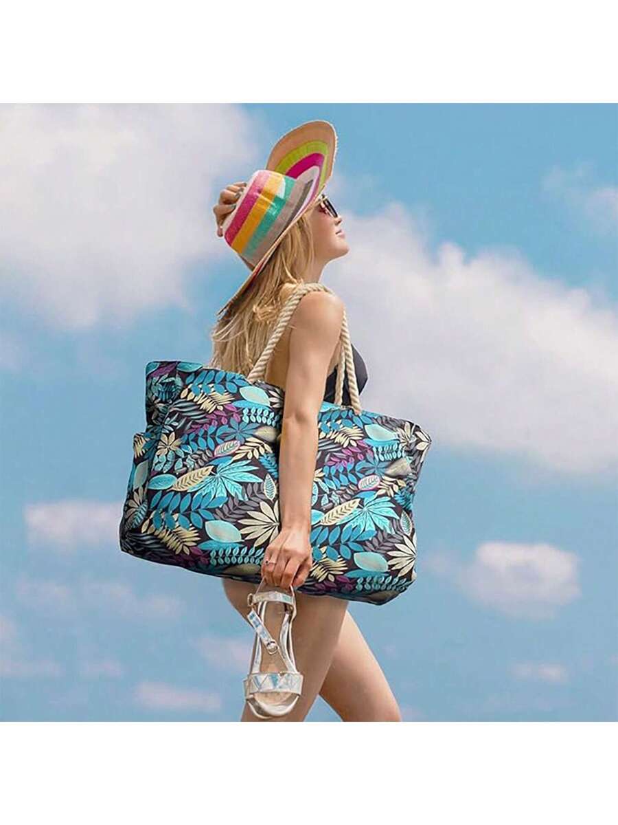 Dames Gestreepte Zomer Strandtas | Groot, Met Canvas
