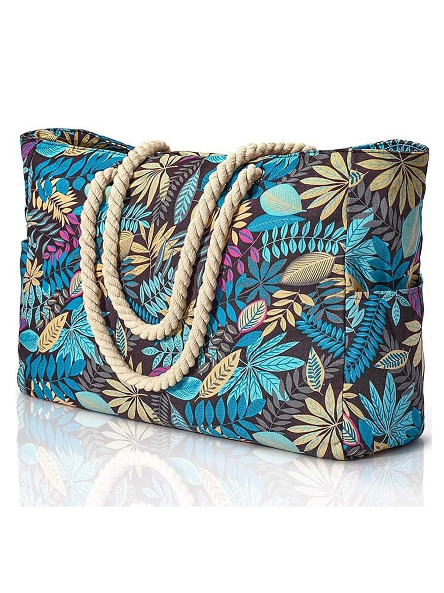 Dames Gestreepte Zomer Strandtas | Groot, Met Canvas