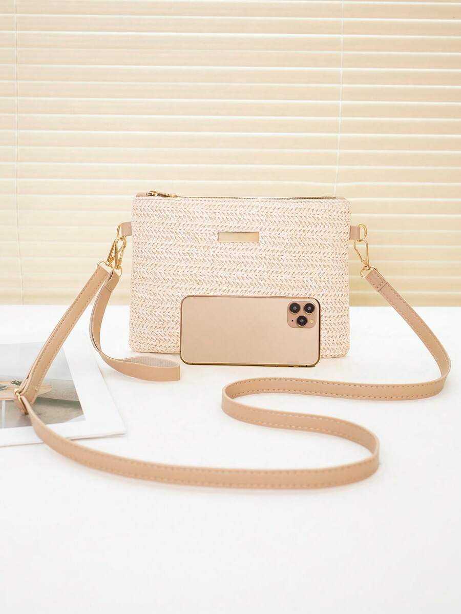 Dames Kleine Zomer Rieten Tas | Modern, Met Leren Schouderriem