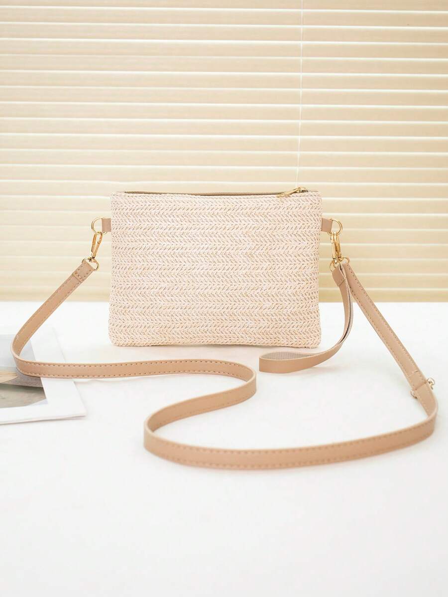 Dames Kleine Zomer Rieten Tas | Modern, Met Leren Schouderriem