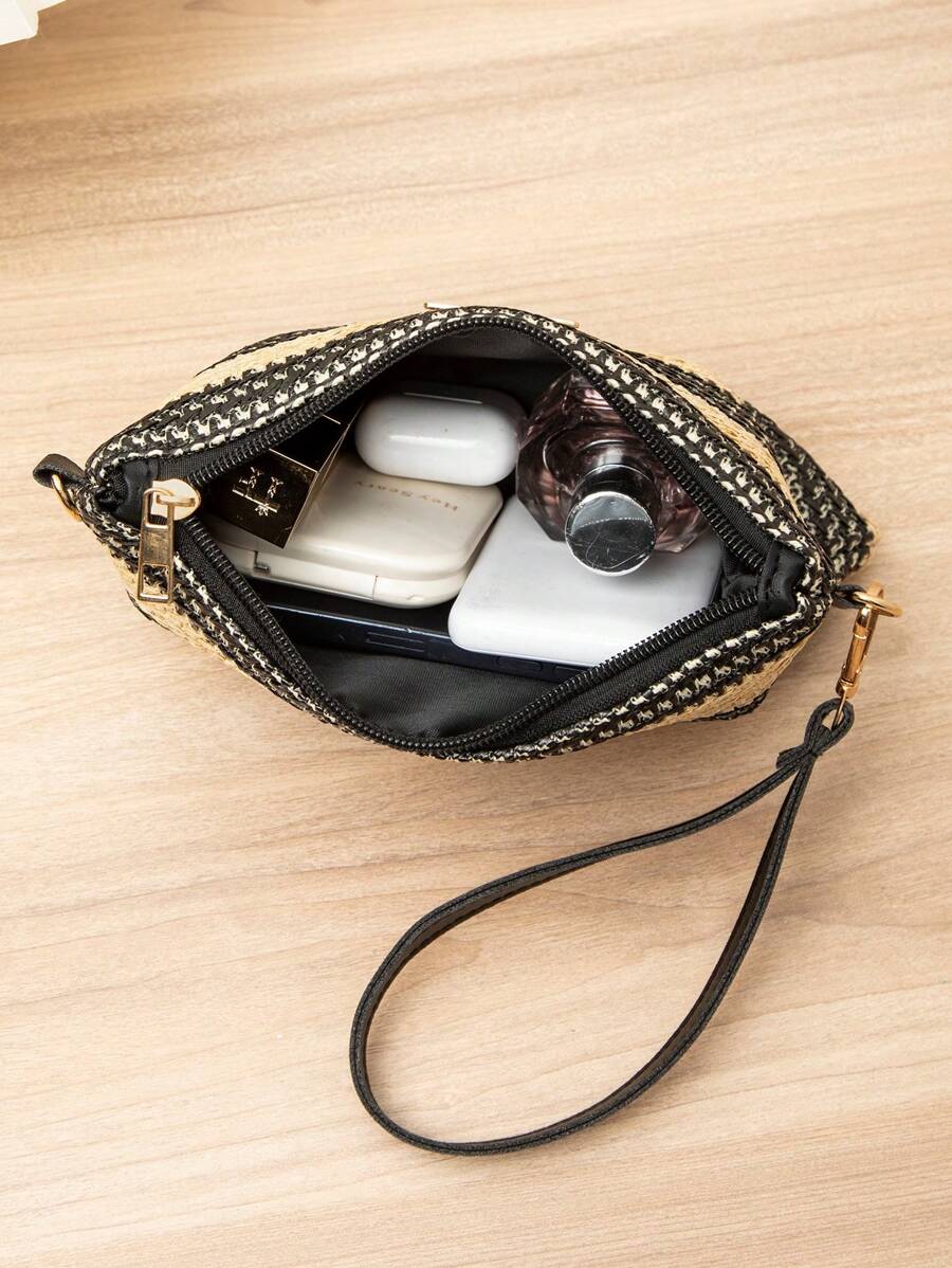 Dames Kleine Zomer Rieten Tas | Modern, Met Leren Schouderriem