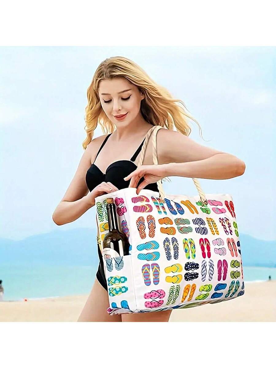 Dames Gestreepte Zomer Strandtas | Groot, Met Canvas