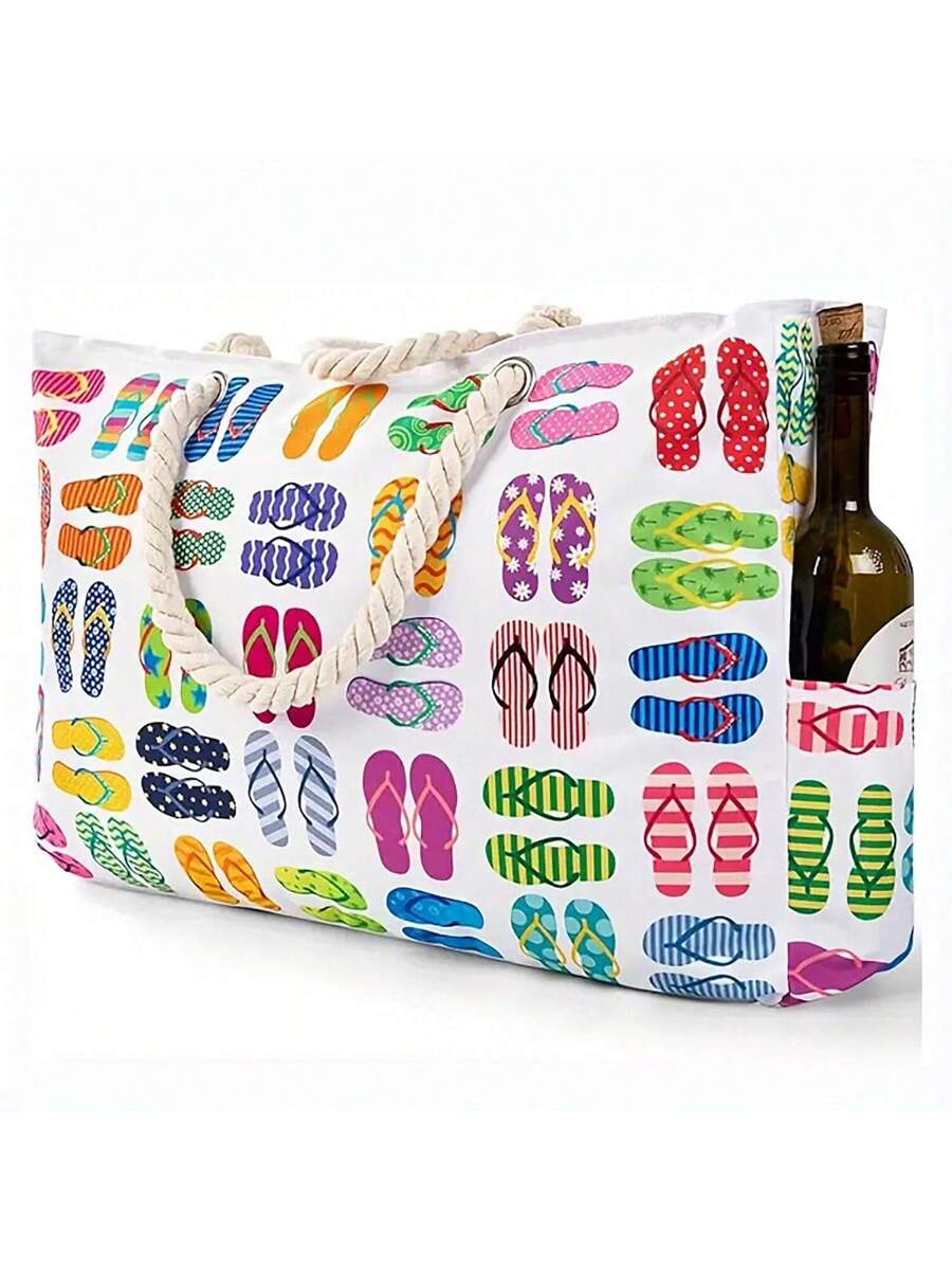 Dames Gestreepte Zomer Strandtas | Groot, Met Canvas