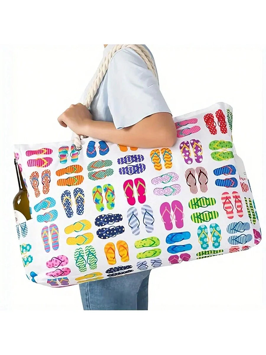 Dames Gestreepte Zomer Strandtas | Groot, Met Canvas