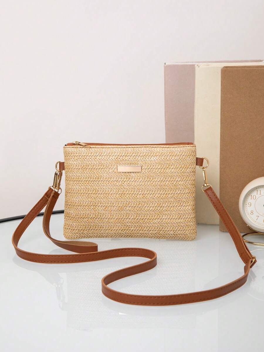 Dames Kleine Zomer Rieten Tas | Modern, Met Leren Schouderriem