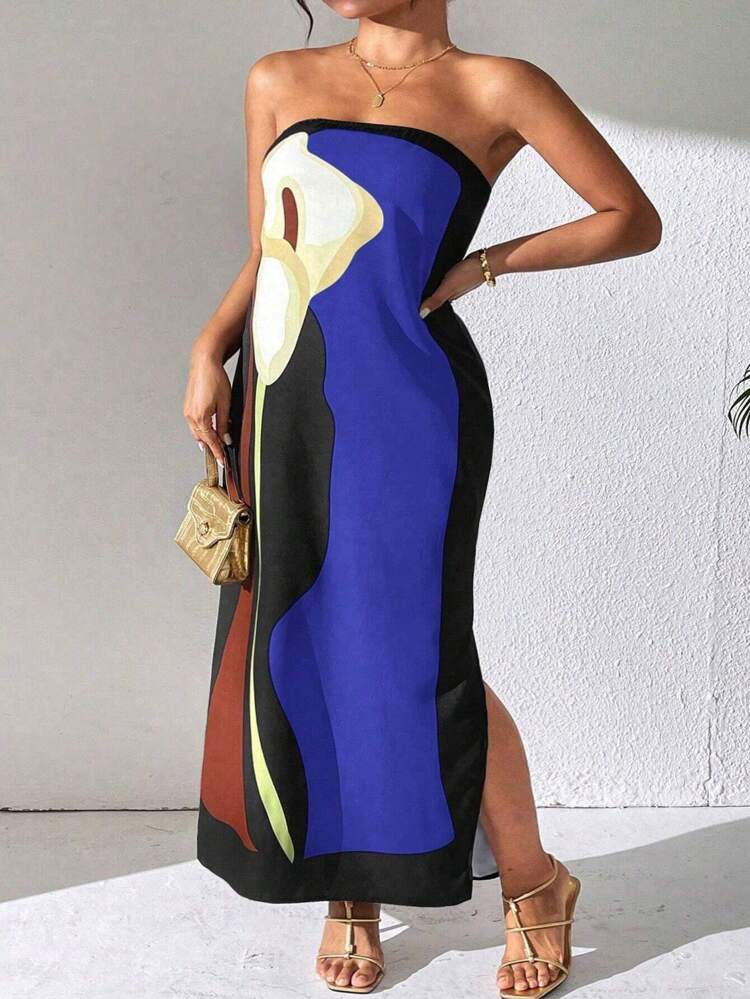 Abito estivo elegante da donna con stampa astratta | Maxi