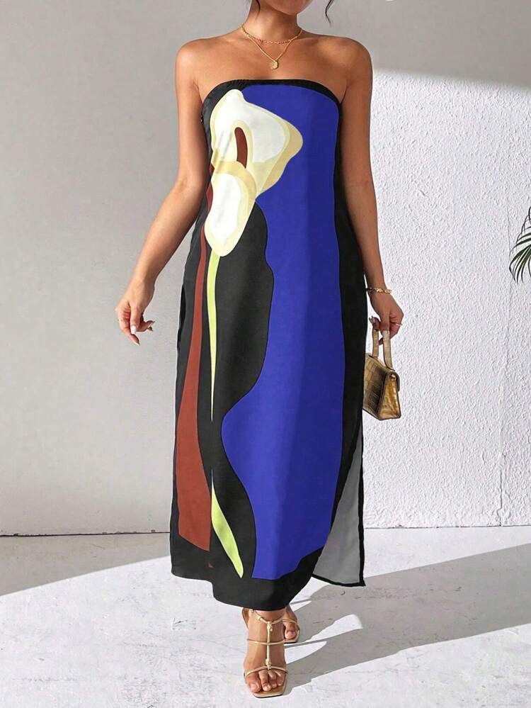 Abito estivo elegante da donna con stampa astratta | Maxi