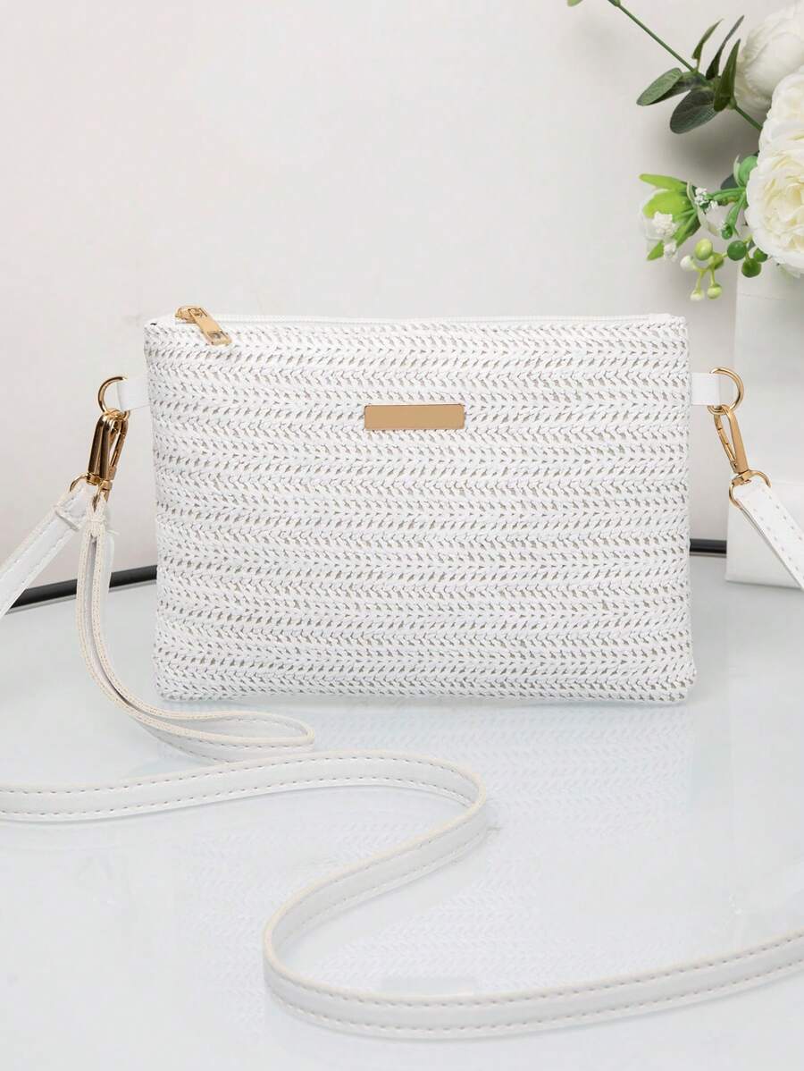 Dames Kleine Zomer Rieten Tas | Modern, Met Leren Schouderriem