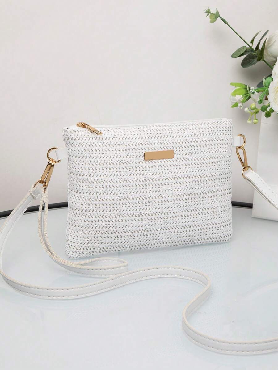Dames Kleine Zomer Rieten Tas | Modern, Met Leren Schouderriem