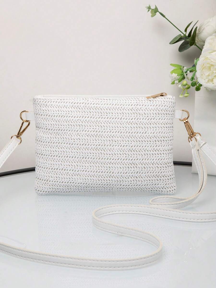 Dames Kleine Zomer Rieten Tas | Modern, Met Leren Schouderriem