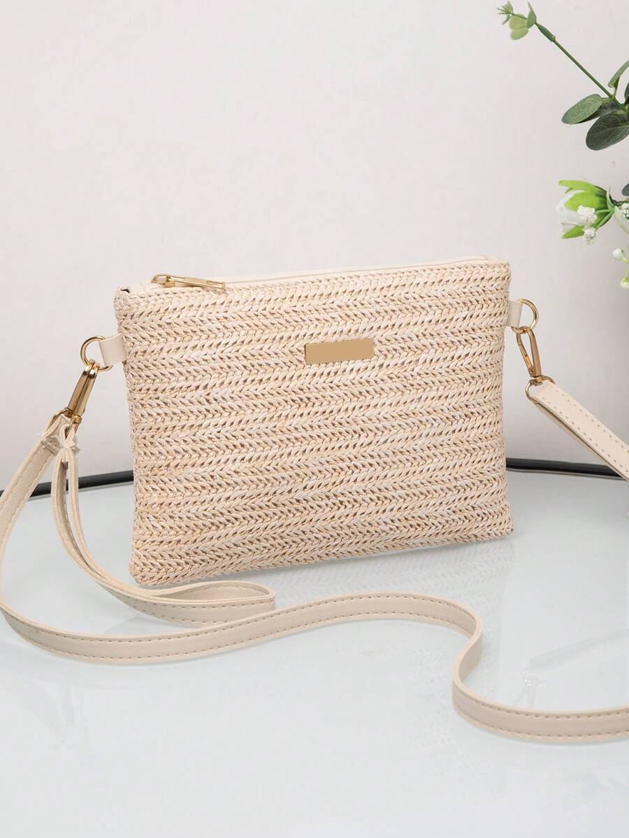 Dames Kleine Zomer Rieten Tas | Modern, Met Leren Schouderriem