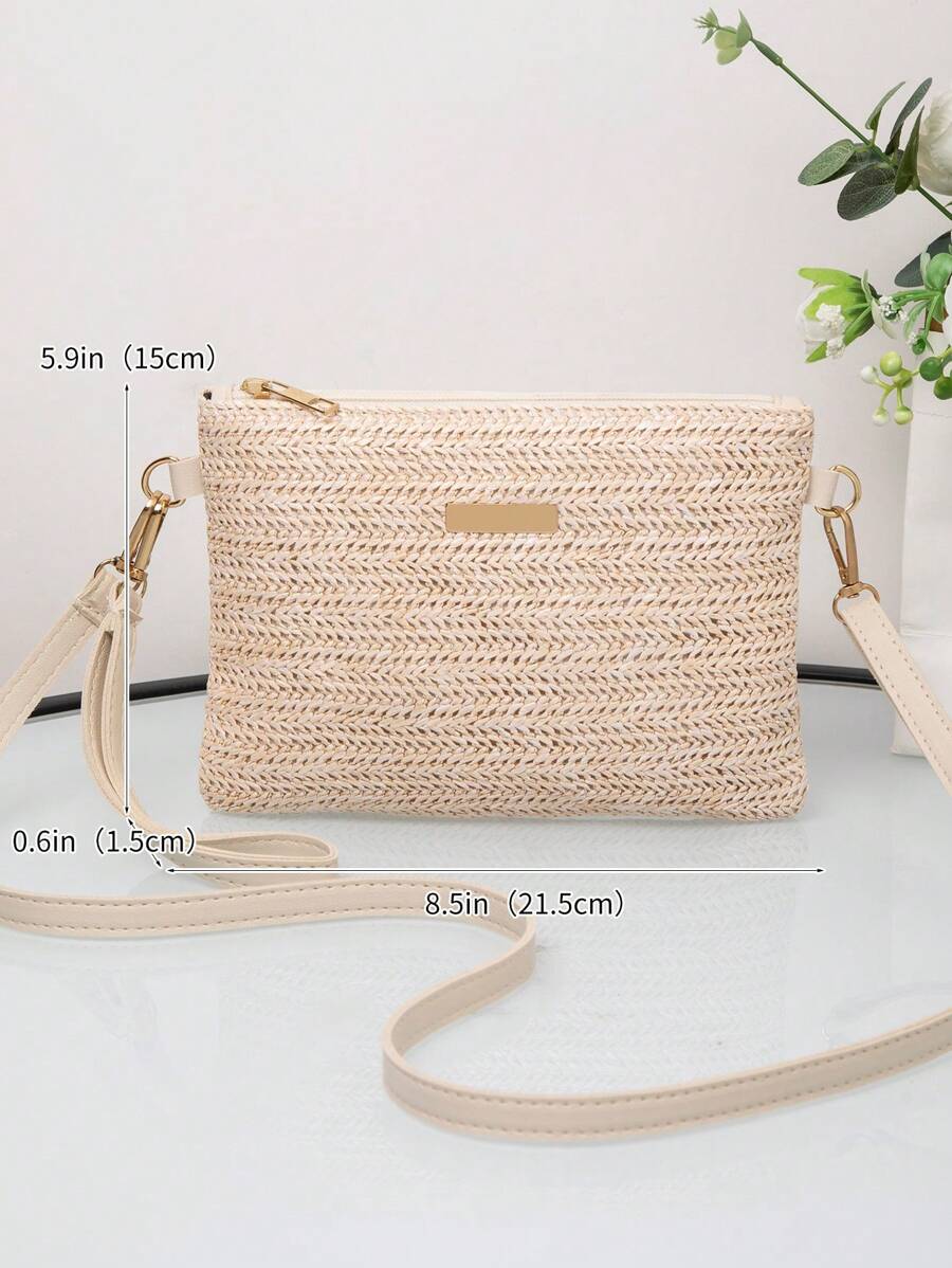 Dames Kleine Zomer Rieten Tas | Modern, Met Leren Schouderriem