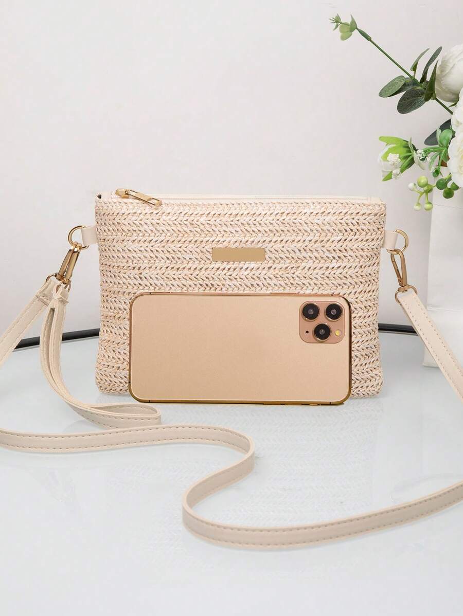 Dames Kleine Zomer Rieten Tas | Modern, Met Leren Schouderriem