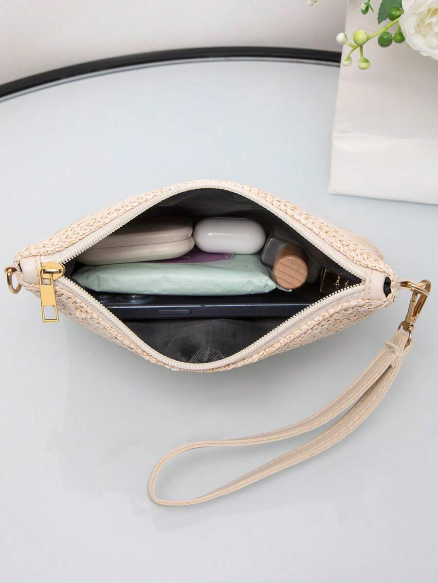 Dames Kleine Zomer Rieten Tas | Modern, Met Leren Schouderriem