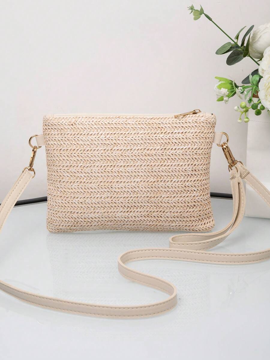 Dames Kleine Zomer Rieten Tas | Modern, Met Leren Schouderriem
