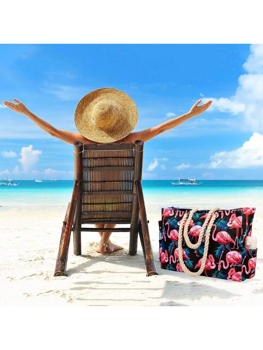 Dames Gestreepte Zomer Strandtas | Groot, Met Canvas