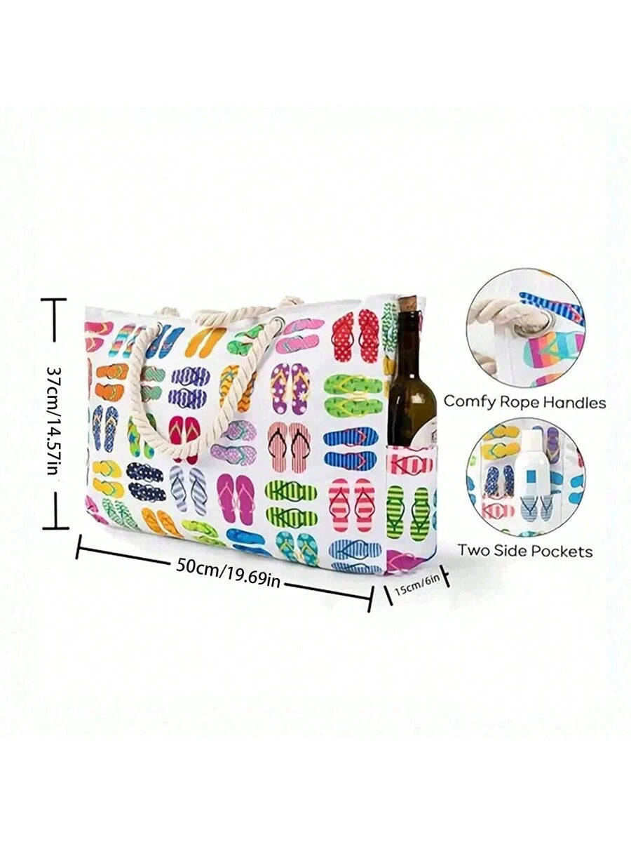 Dames Gestreepte Zomer Strandtas | Groot, Met Canvas