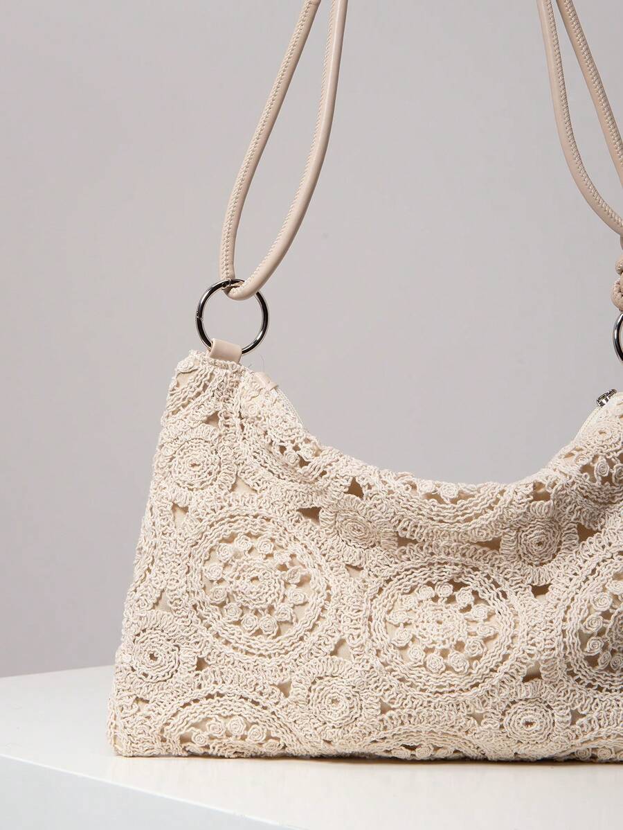 Dames Bohemian Zomer Rieten Tas | Klein, Met Gehaakt Design
