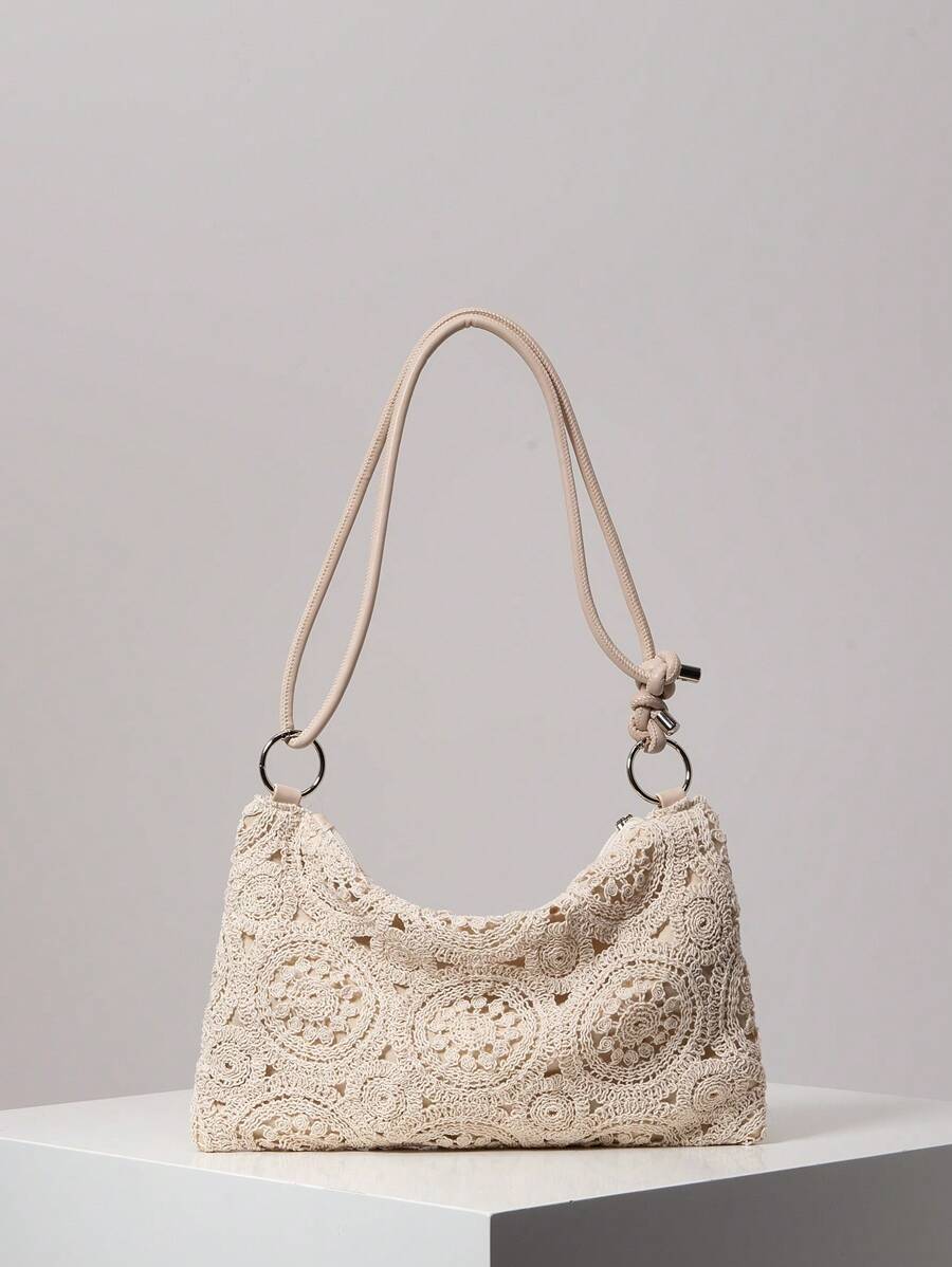 Dames Bohemian Zomer Rieten Tas | Klein, Met Gehaakt Design