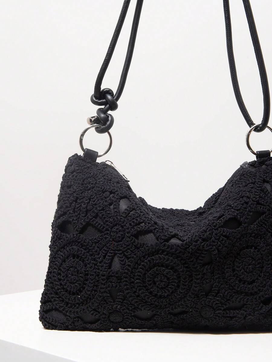 Dames Bohemian Zomer Rieten Tas | Klein, Met Gehaakt Design