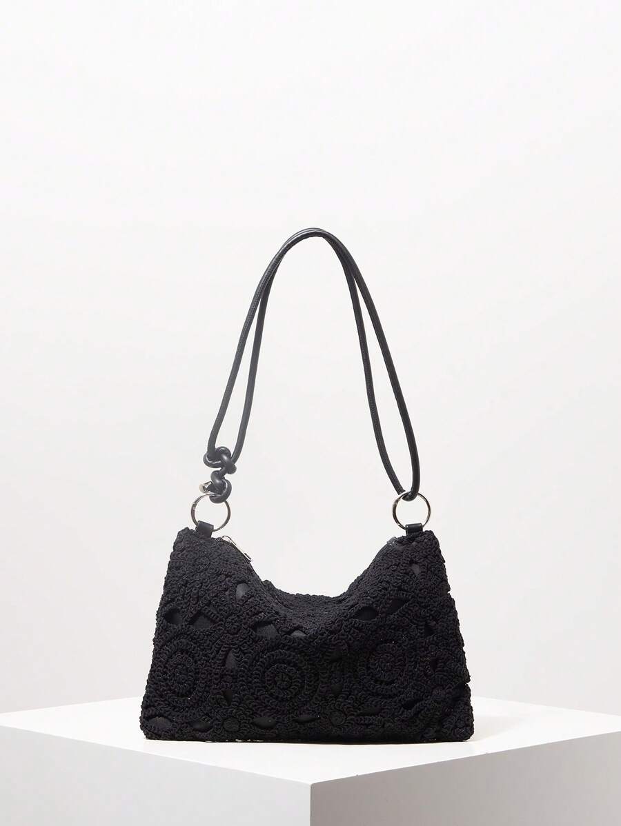 Dames Bohemian Zomer Rieten Tas | Klein, Met Gehaakt Design