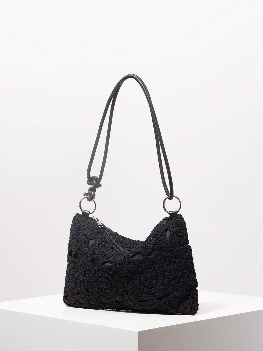 Dames Bohemian Zomer Rieten Tas | Klein, Met Gehaakt Design