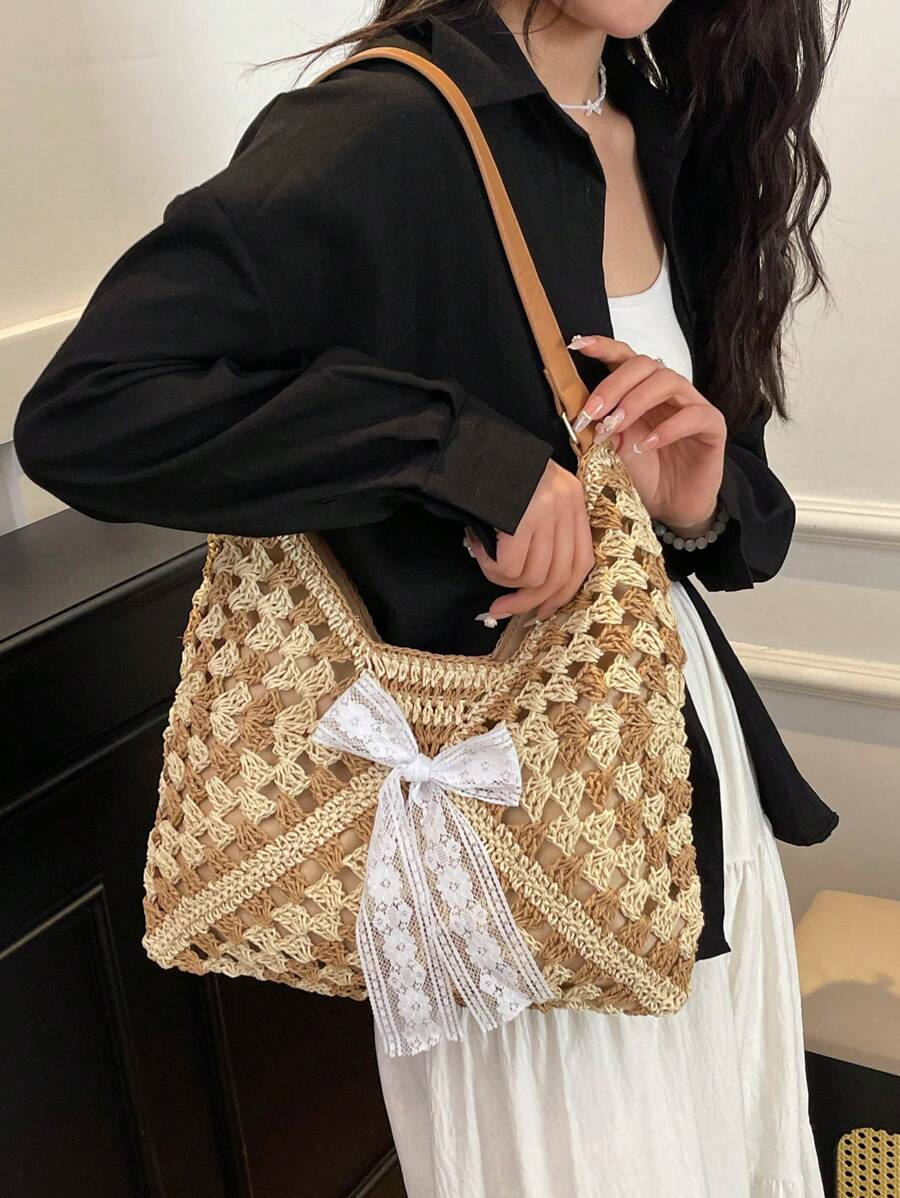 Dames Bohemian Zomer Rieten Tas | Groot, Gehaakt Design