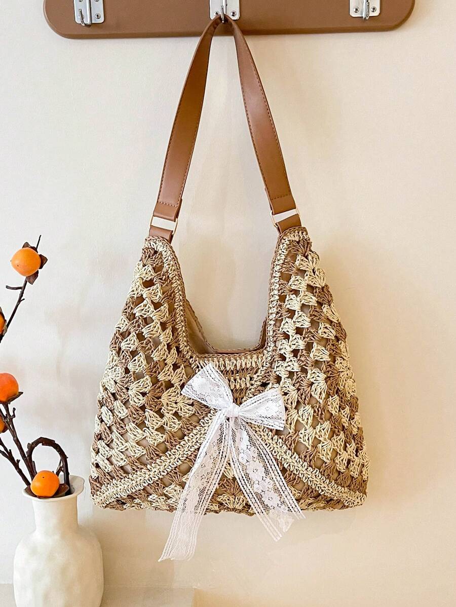 Dames Bohemian Zomer Rieten Tas | Groot, Gehaakt Design