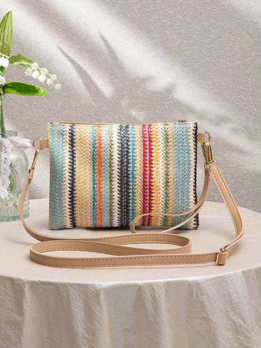 Dames Kleine Zomer Rieten Tas | Modern, Met Leren Schouderriem