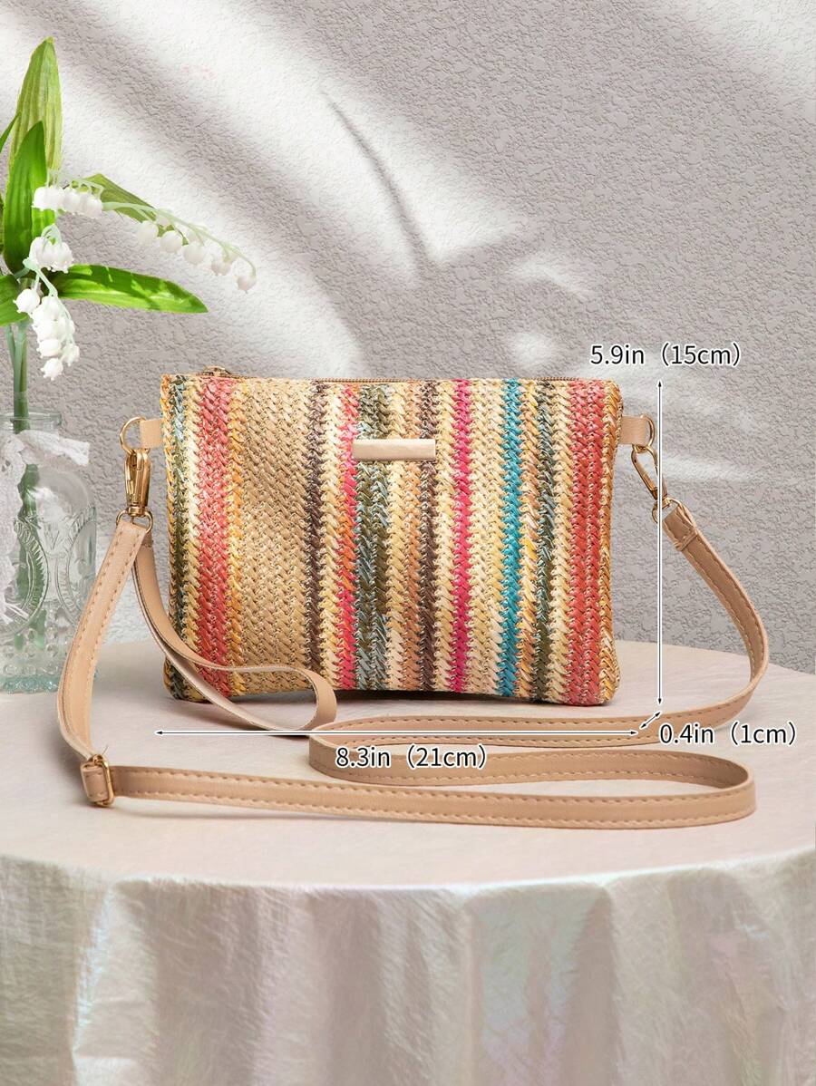 Dames Kleine Zomer Rieten Tas | Modern, Met Leren Schouderriem
