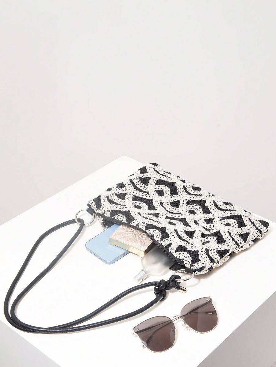 Dames Bohemian Zomer Rieten Tas | Klein, Met Gehaakt Design