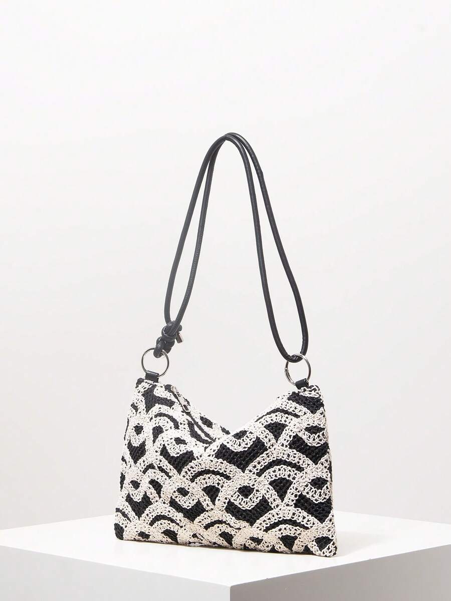 Dames Bohemian Zomer Rieten Tas | Klein, Met Gehaakt Design