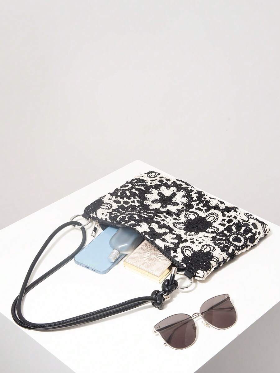 Dames Bohemian Zomer Rieten Tas | Klein, Met Gehaakt Design