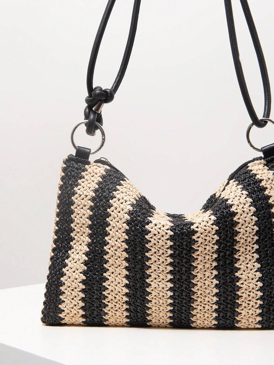 Dames Bohemian Zomer Rieten Tas | Klein, Met Gehaakt Design