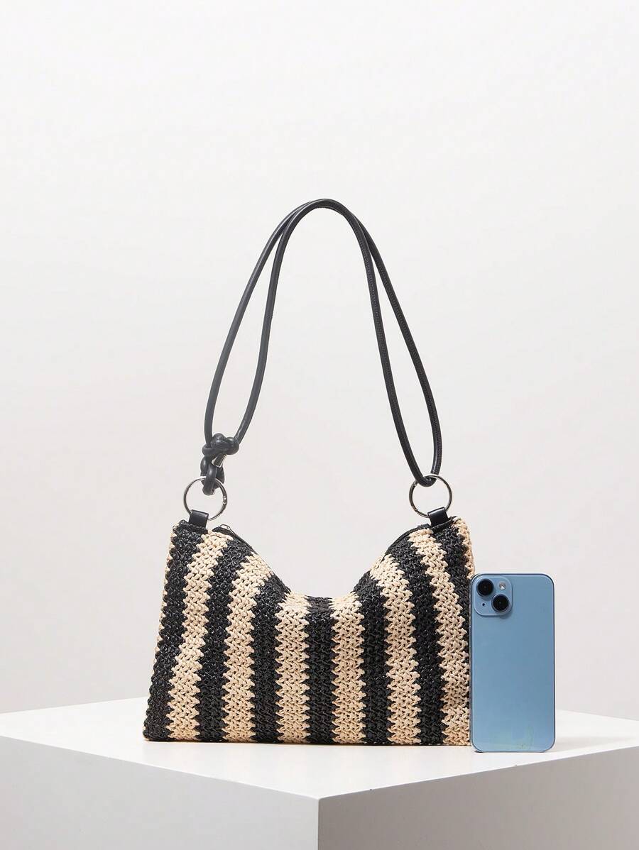 Dames Bohemian Zomer Rieten Tas | Klein, Met Gehaakt Design