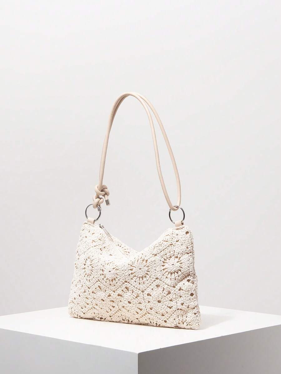 Dames Bohemian Zomer Rieten Tas | Klein, Met Gehaakt Design